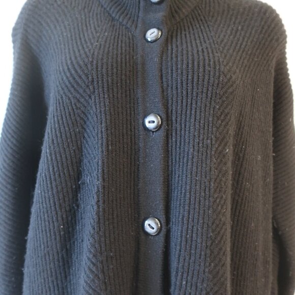Womens Rani Arabella 100% Cashmere Black Ribbed Button Down Cardigan Sweater M - Picture 6 of 14